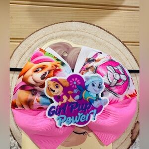 Pink Girl Pup Power Hair Bow